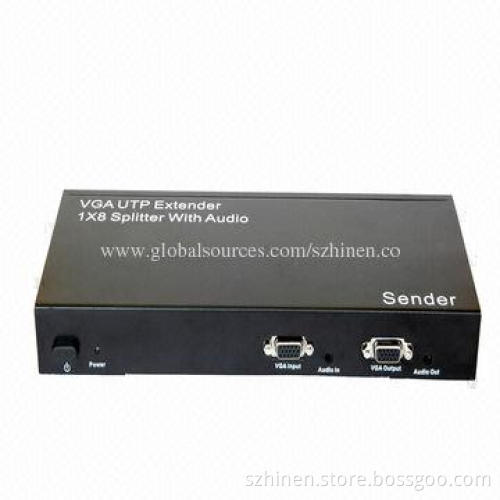 8 x RJ45 VGA UTP Extender with Extension Function, 1,920 x 1,200 Pixels Resolution